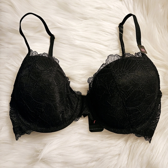 4/$20 New with tags La Senza Black Lace Bra 32D - Picture 2 of 7